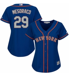 Women's Majestic New York Mets #29 Devin Mesoraco Authentic Royal Blue Alternate Road Cool Base MLB Jersey