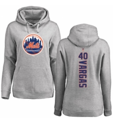 MLB Women's Nike New York Mets #40 Jason Vargas Ash Backer Pullover Hoodie