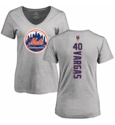 MLB Women's Nike New York Mets #40 Jason Vargas Ash Backer T-Shirt