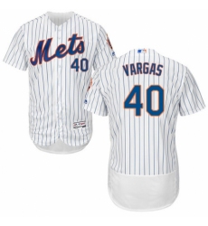 Men's Majestic New York Mets #40 Jason Vargas White Home Flex Base Authentic Collection MLB Jersey