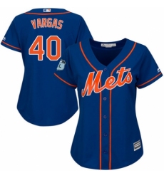 Women's Majestic New York Mets #40 Jason Vargas Authentic Royal Blue Alternate Home Cool Base MLB Jersey