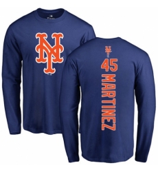 MLB Nike New York Mets #45 Pedro Martinez Royal Blue Backer Long Sleeve T-Shirt