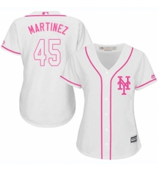 Women's Majestic New York Mets #45 Pedro Martinez Authentic White Fashion Cool Base MLB Jersey