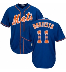 Men's Majestic New York Mets #11 Jose Bautista Authentic Royal Blue Team Logo Fashion Cool Base MLB Jersey