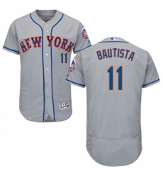 Men's Majestic New York Mets #11 Jose Bautista Grey Road Flex Base Authentic Collection MLB Jersey