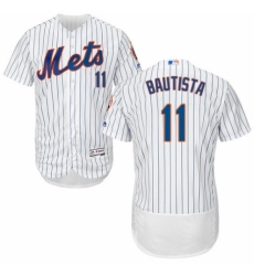 Men's Majestic New York Mets #11 Jose Bautista White Home Flex Base Authentic Collection MLB Jersey