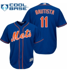 Youth Majestic New York Mets #11 Jose Bautista Authentic Royal Blue Alternate Home Cool Base MLB Jersey