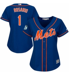 Women's Majestic New York Mets #1 Amed Rosario Authentic Royal Blue Alternate Home Cool Base MLB Jersey