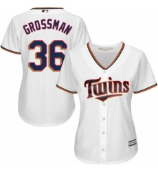 Women's Majestic Minnesota Twins #36 Robbie Grossman Authentic White Home Cool Base MLB Jersey