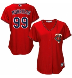Women's Majestic Minnesota Twins #99 Logan Morrison Authentic Scarlet Alternate Cool Base MLB Jersey