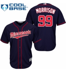 Youth Majestic Minnesota Twins #99 Logan Morrison Authentic Navy Blue Alternate Road Cool Base MLB Jersey