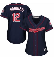 Women's Majestic Minnesota Twins #12 Jake Odorizzi Authentic Navy Blue Alternate Road Cool Base MLB Jersey
