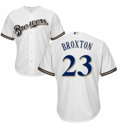 Youth Majestic Milwaukee Brewers #23 Keon Broxton Replica Navy Blue Alternate Cool Base MLB Jersey