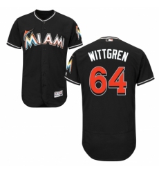 Men's Majestic Miami Marlins #64 Nick Wittgren Black Alternate Flex Base Authentic Collection MLB Jersey