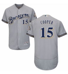 Men's Majestic Milwaukee Brewers #15 Cecil Cooper Grey Road Flex Base Authentic Collection MLB Jersey