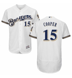 Men's Majestic Milwaukee Brewers #15 Cecil Cooper Navy Blue Alternate Flex Base Authentic Collection MLB Jersey