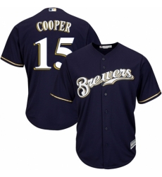 Youth Majestic Milwaukee Brewers #15 Cecil Cooper Replica White Alternate Cool Base MLB Jersey
