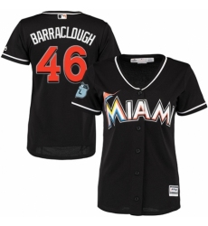 Women's Majestic Miami Marlins #46 Kyle Barraclough Authentic Black Alternate 2 Cool Base MLB Jersey
