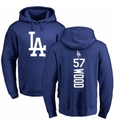 MLB Nike Los Angeles Dodgers #57 Alex Wood Royal Blue Backer Pullover Hoodie