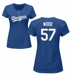MLB Women's Nike Los Angeles Dodgers #57 Alex Wood Royal Blue Name & Number T-Shirt