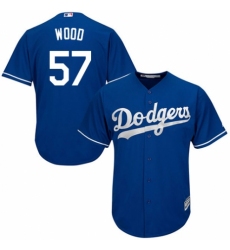 Men's Majestic Los Angeles Dodgers #57 Alex Wood Replica Royal Blue Alternate Cool Base MLB Jersey