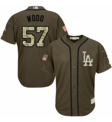 Youth Majestic Los Angeles Dodgers #57 Alex Wood Authentic Green Salute to Service MLB Jersey