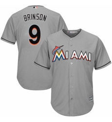 Youth Majestic Miami Marlins #9 Lewis Brinson Authentic Grey Road Cool Base MLB Jersey