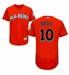 Men's Majestic Miami Marlins #10 JT Riddle Orange Alternate Flex Base Authentic Collection MLB Jersey