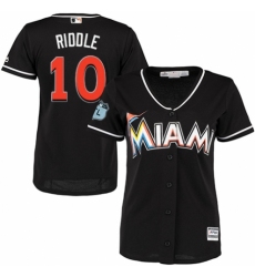 Women's Majestic Miami Marlins #10 JT Riddle Authentic Black Alternate 2 Cool Base MLB Jersey