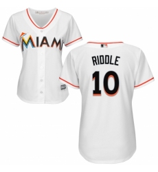 Women's Majestic Miami Marlins #10 JT Riddle Authentic White Home Cool Base MLB Jersey