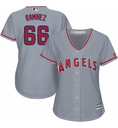 Women's Majestic Los Angeles Angels of Anaheim #66 J. C. Ramirez Authentic Grey Road Cool Base MLB Jersey