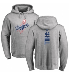 MLB Nike Los Angeles Dodgers #44 Rich Hill Ash Backer Pullover Hoodie