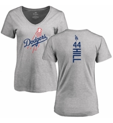 MLB Women's Nike Los Angeles Dodgers #44 Rich Hill Ash Backer T-Shirt