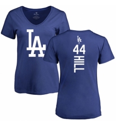 MLB Women's Nike Los Angeles Dodgers #44 Rich Hill Royal Blue Backer T-Shirt