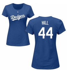 MLB Women's Nike Los Angeles Dodgers #44 Rich Hill Royal Blue Name & Number T-Shirt
