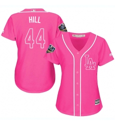 Women's Majestic Los Angeles Dodgers #44 Rich Hill Authentic Pink Fashion Cool Base 2018 World Series MLB Jersey
