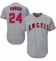 Men's Majestic Los Angeles Angels of Anaheim #24 Chris Young Grey Road Flex Base Authentic Collection MLB Jersey