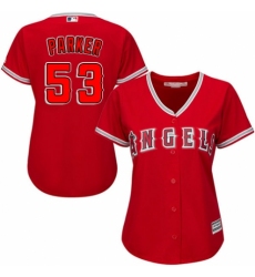 Women's Majestic Los Angeles Angels of Anaheim #53 Blake Parker Replica Red Alternate MLB Jersey