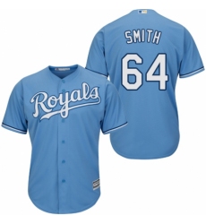 Youth Majestic Kansas City Royals #64 Burch Smith Authentic Light Blue Alternate 1 Cool Base MLB Jersey