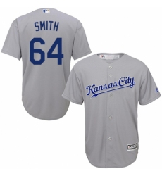 Youth Majestic Kansas City Royals #64 Burch Smith Replica Grey Road Cool Base MLB Jersey