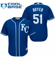 Youth Majestic Kansas City Royals #51 Blaine Boyer Authentic Blue Alternate 2 Cool Base MLB Jersey