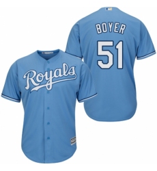 Youth Majestic Kansas City Royals #51 Blaine Boyer Authentic Light Blue Alternate 1 Cool Base MLB Jersey