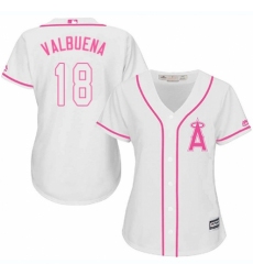 Women's Majestic Los Angeles Angels of Anaheim #18 Luis Valbuena Authentic White Fashion Cool Base MLB Jersey
