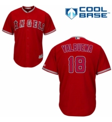 Youth Majestic Los Angeles Angels of Anaheim #18 Luis Valbuena Authentic Red Alternate Cool Base MLB Jersey