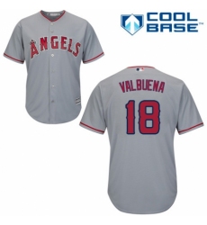 Youth Majestic Los Angeles Angels of Anaheim #18 Luis Valbuena Replica Grey Road Cool Base MLB Jersey