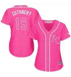 Women's Majestic Kansas City Royals #19 Cheslor Cuthbert Authentic Pink Fashion Cool Base MLB Jersey