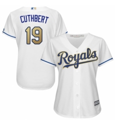 Women's Majestic Kansas City Royals #19 Cheslor Cuthbert Authentic White Home Cool Base MLB Jersey