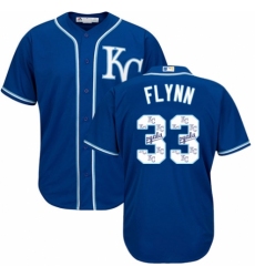 Men's Majestic Kansas City Royals #33 Brian Flynn Blue Authentic Blue Team Logo Fashion Cool Base MLB Jersey