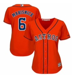 Women's Majestic Houston Astros #6 Jake Marisnick Authentic Orange Alternate Cool Base MLB Jersey