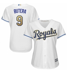 Women's Majestic Kansas City Royals #9 Drew Butera Replica White Home Cool Base MLB Jersey